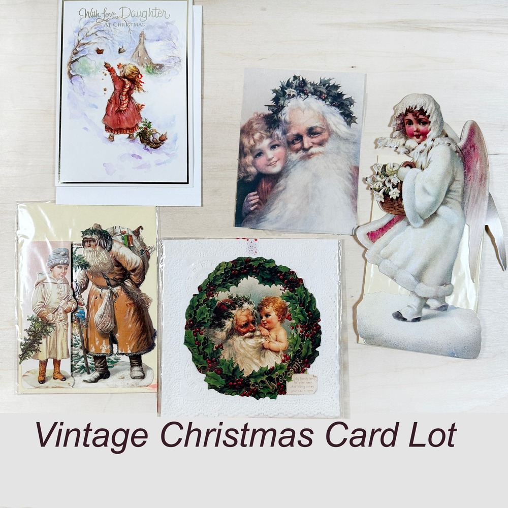 Vintage‎ Christmas Card Lot Gift Bag Set of 5 Holidays Daughter